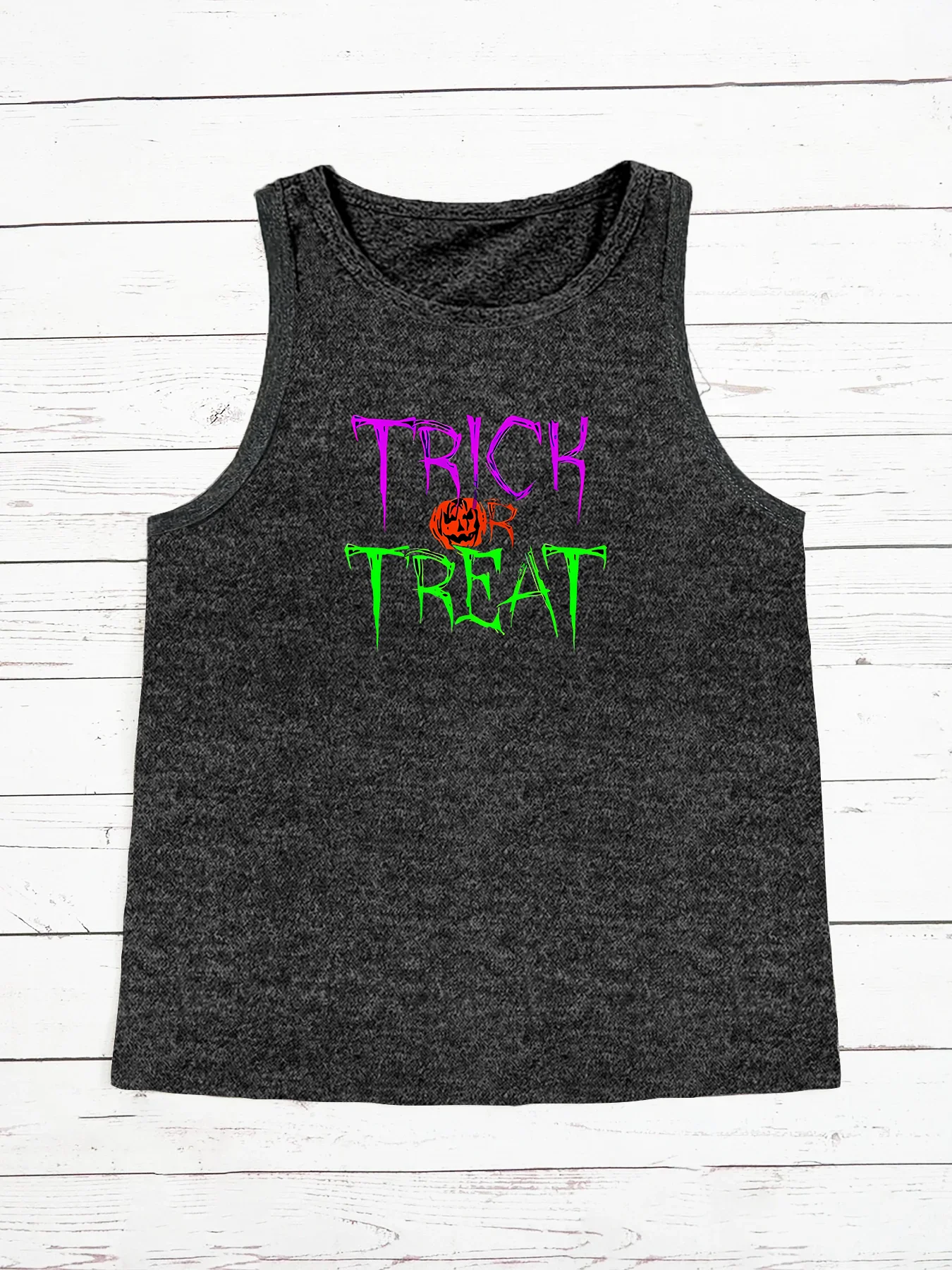 Trick Or Treat Happy Halloween Print Fashion Funny Sports Women's Tank Top Loose O Neck Sleeveless Casual Tank