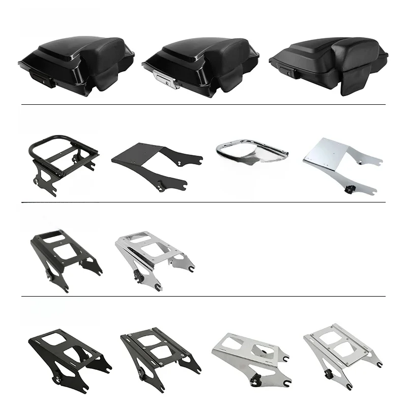 Motocyklowy bagażnik Razor z podparciem oparcia, mocowanie, pasuje do Harley 1997-2022 Road King Street Electra Glide FLHT FLTRX — zdjęcie 2