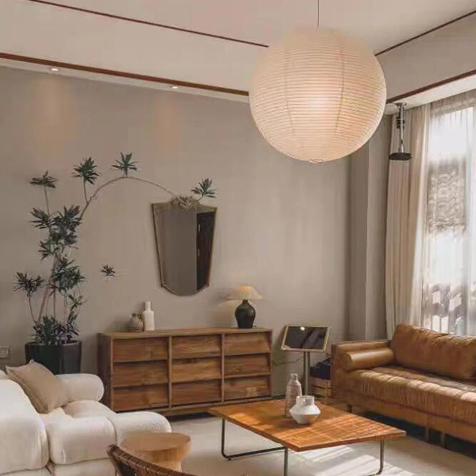 Pendant Lampshade Stylish Rice Paper Hanging Lamp Shade Dining Room Japanese Style Spherical Chandelier Fashionable Repair
