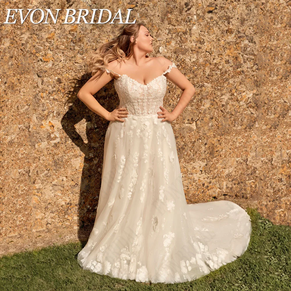 

Evon Bridal Богемия Свадебное платье с обнаженным плечом V наклейка тонкоеЖенское свадебное платье EVON, фатиновое платье-трапеция без рукавов с открытыми плечами и V-образным вырезом, платье невесты в стиле бохо, 2019