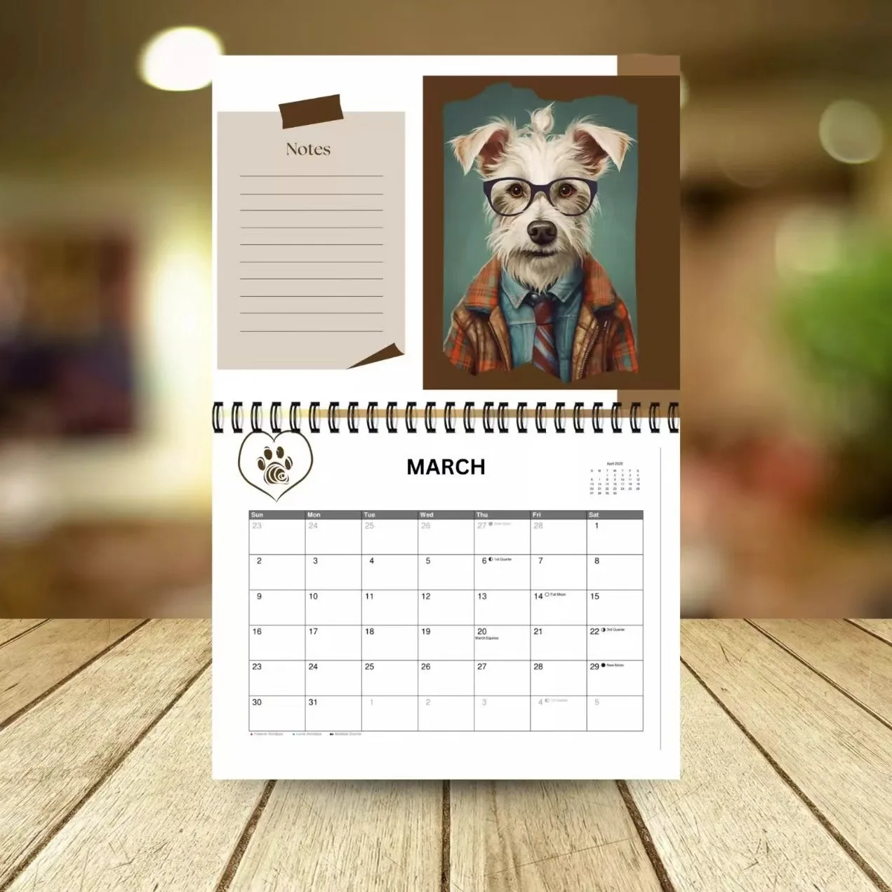 2025 English Desk Calendar Creative Calendar Cute Dog Stationery Office 12 Month Spiral Calendar For Dog Lovers Wall Calendar