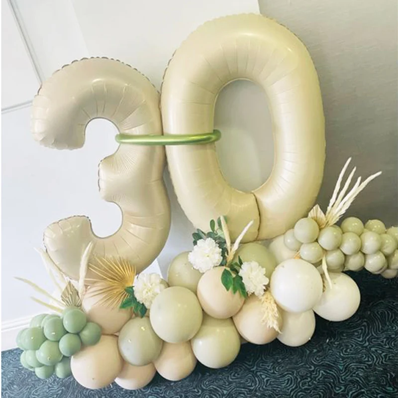 40 Inch Cream Caramel Color Macaron Number Balloon 0 1 2 3 4 5 6 7 8 9 Number Ballons Baby Shower Birthday Party Wedding Decor