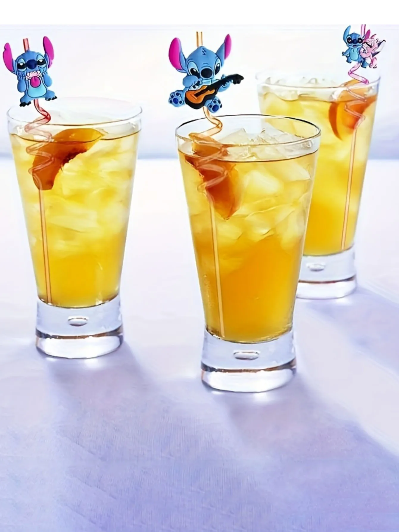 1/4/8pcs New Stitch Creative Straw Sticker Personalized Straw Sticker Party Decoration Anime Character Reusable