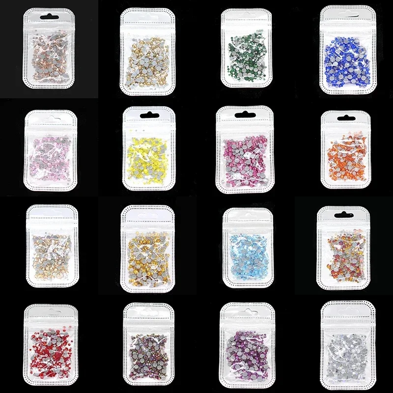2mm-5mm mélange taille 300 pièces couleurs flatback fer sur Strass verre strass cristal AB Hotfix cristal décoration bricolage robe de mariée