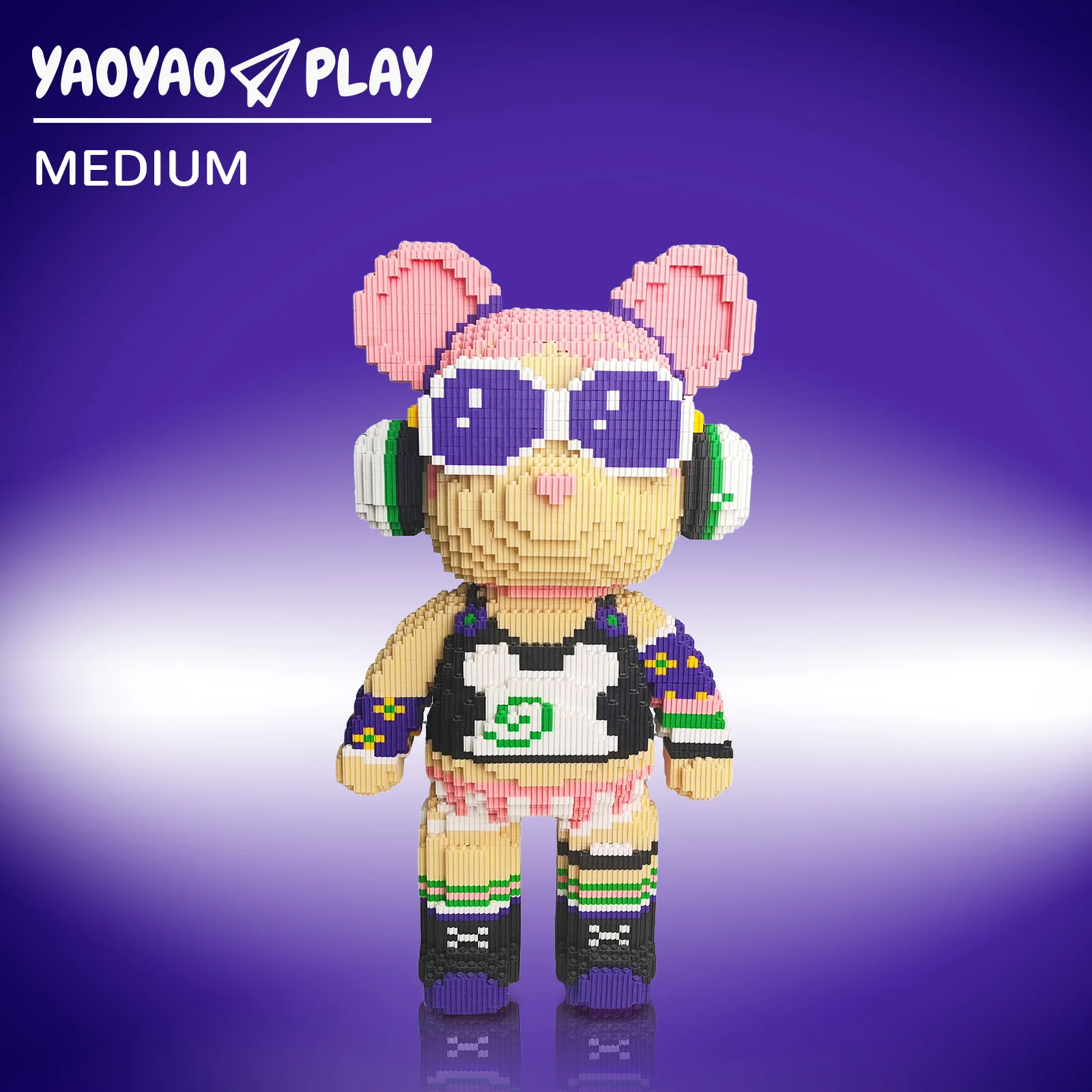 Rock Girl Zhang Pingting Bear, giocattolo da costruzioneyaoyaoplay, regalo di compleanno, educativo, arredamento per ragazzi e ragazze, set di mattoni fantastici
