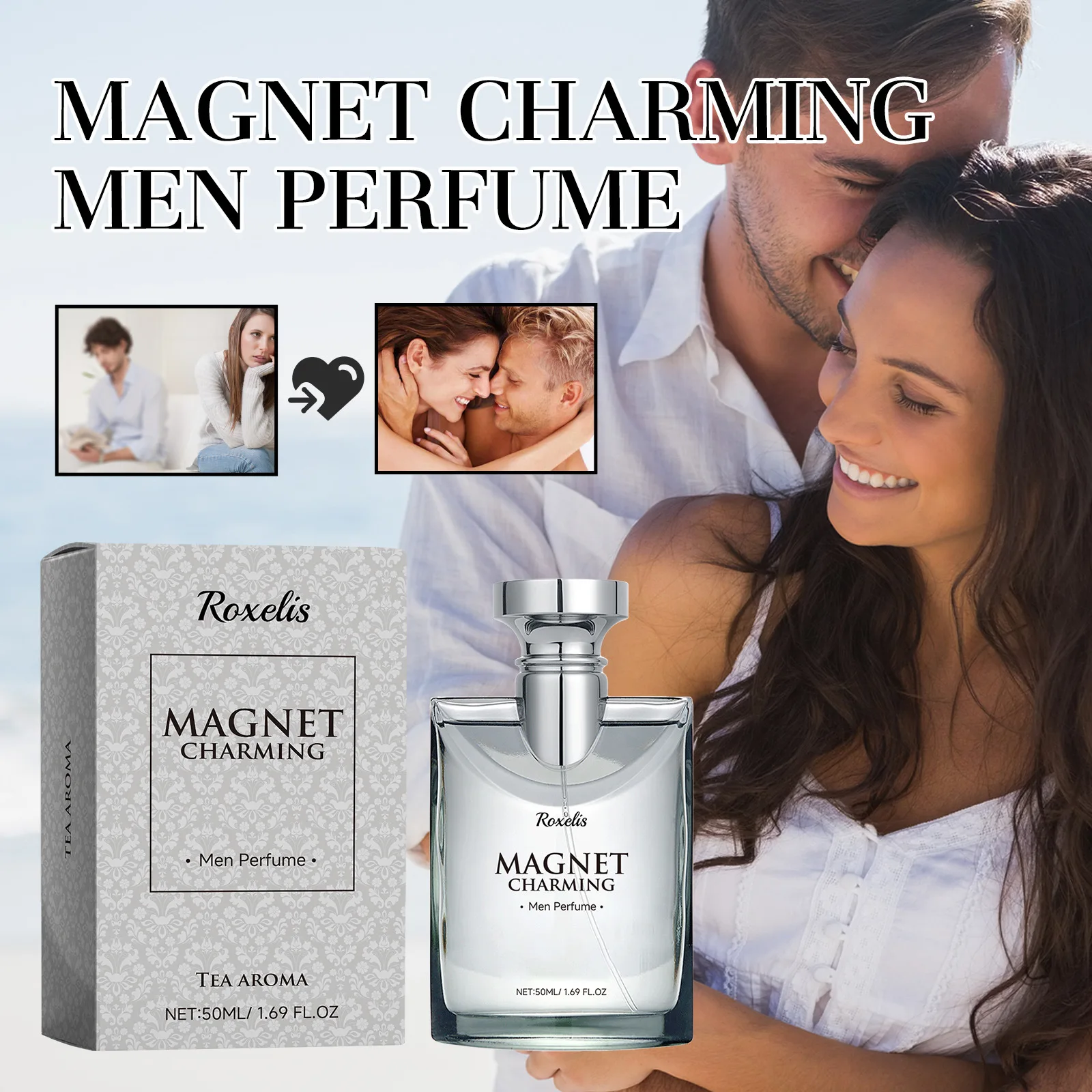 Roxelis 50ml Magnet Charming Men Perfume Tea Aroma Lasting Fragrance Pheromone Dating Bussiness Flirting Glamour Release Perfume