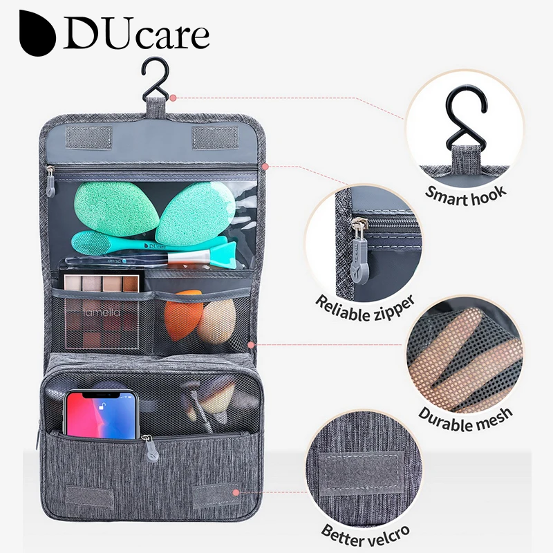 DUcare Foldable Makeup Bag Travel Hanging Cosmetic Organizer Case Dry And Wet Separation Bag for Cosmetics Makeup Brush Toiletry