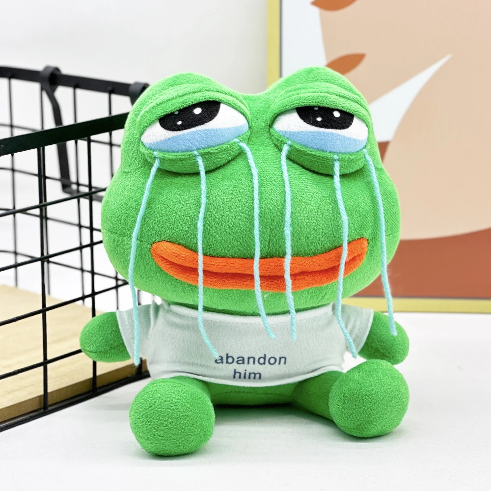 Funny Crying Frog Plush Toy - 'Abandon Him' Meme Doll, Soft and Huggable, Perfect Gift for Kids & Adults