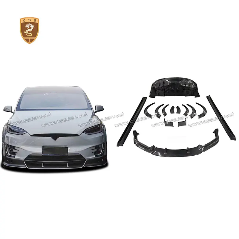 

Body Kit For Tesla Model X T Style Side Skirts Carbon Fiber Front Lip Spliter Rear Diffuser Wing Spoiler Car Accessories