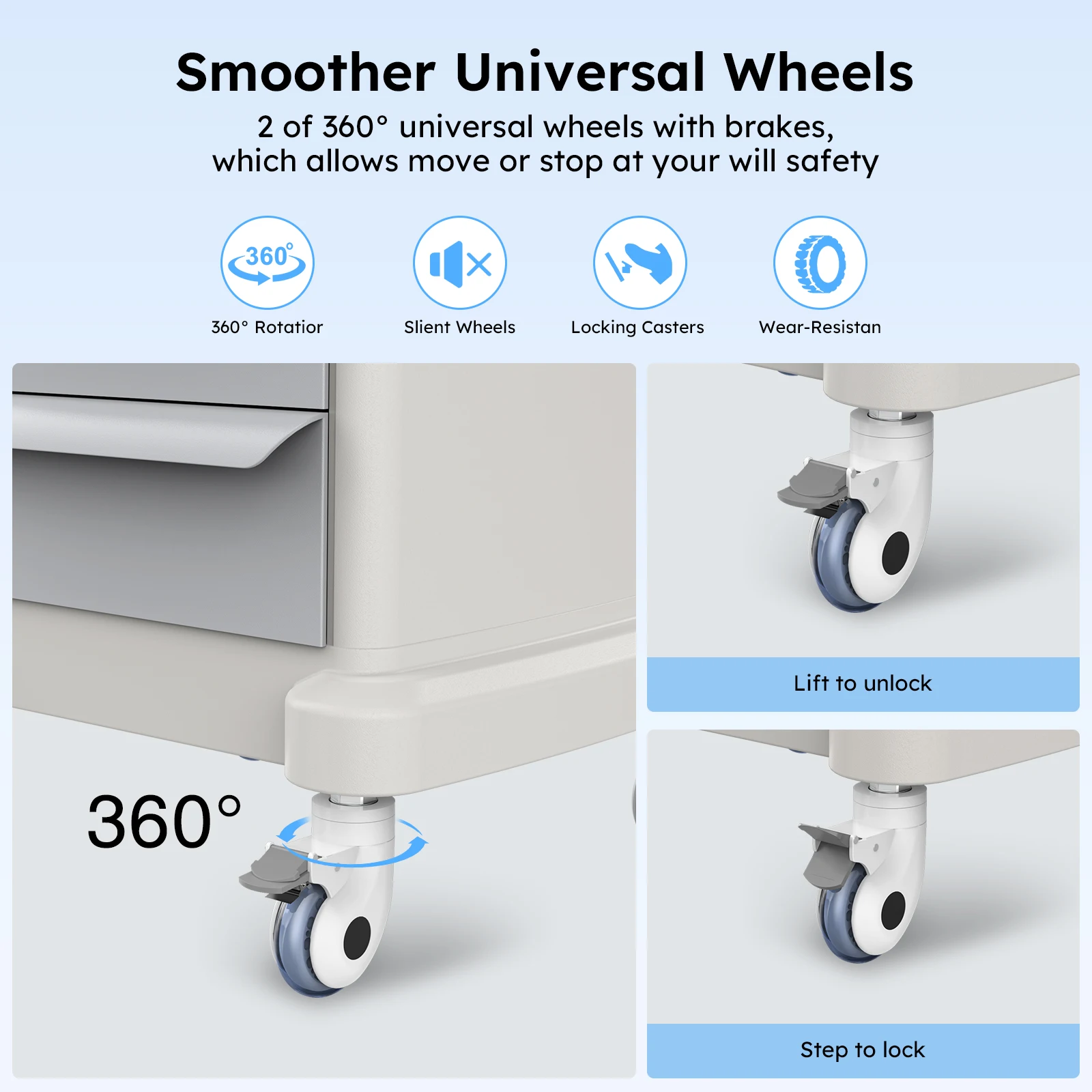Mobile Ultrasound Trolley Cart Portable Ultrasound Imaging Scanner Vehicle Medical Beauty Storage Cart 110LBS Load with 4 Wheels