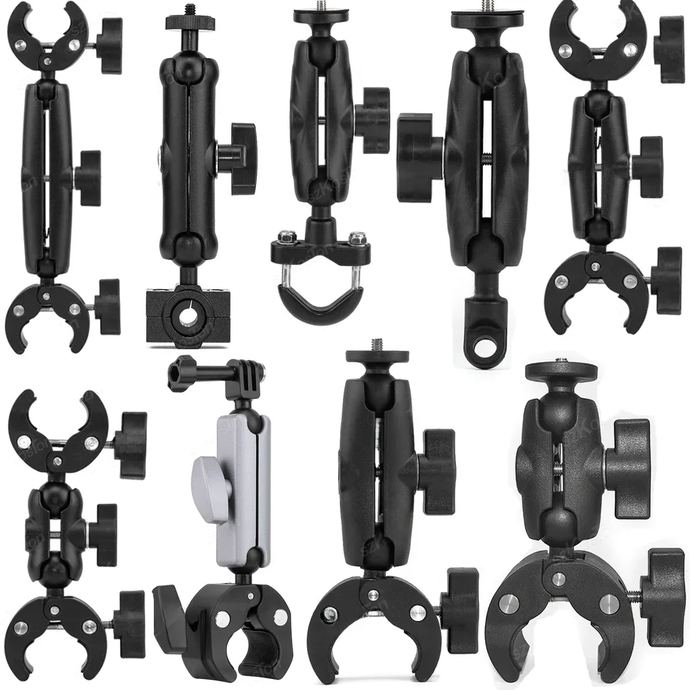 AliExpress SZKOSTON Motorcycle Bicycle Double Clip Bracket For Insta360 X3 X4 X5 GoPro 13 12 11 DJI SJCAM Selfie Stick Monopod Mount Handlebar Stand