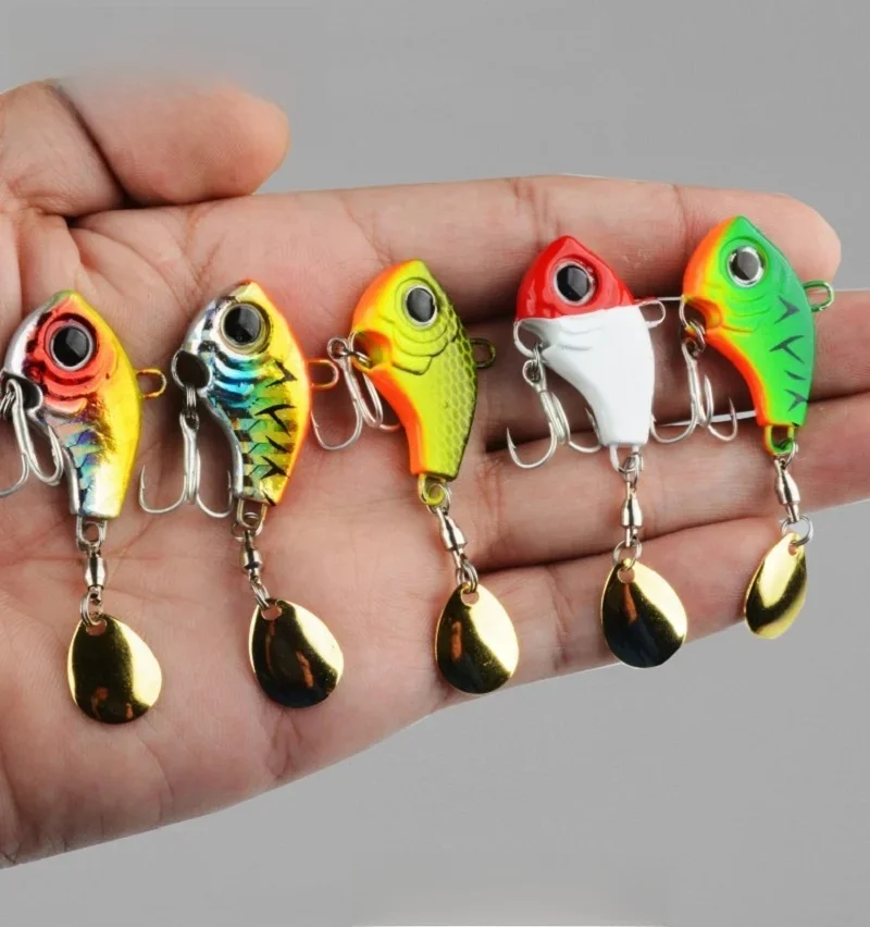 Leurre de pêche 5g-20g Wobble rotatif métal VIB Vibration appât Spinner cuillère gabarit mer leurres artificiels durs appâts paillettes attirail