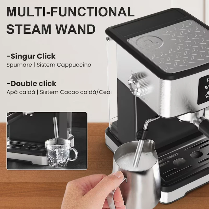 ماكينة اسبريسو منزلية ماكينة قهوة اسبريسو مدمجة قهوة اسبريسو تسخين سريع لآلة الكابتشينو/لاتيه للمنزل
