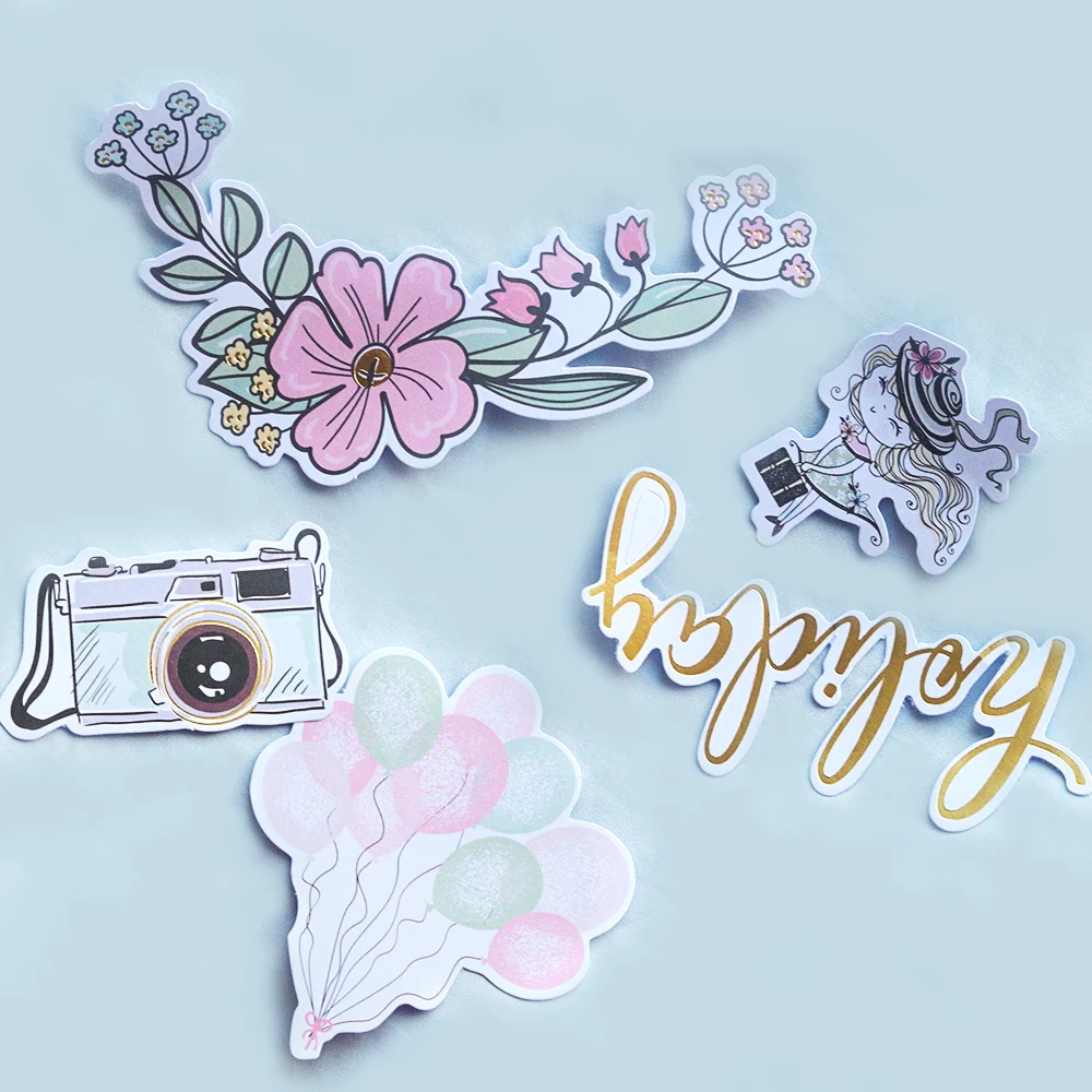Creative Path 134-teiliges Scrapbooking-Set mit Stanzformen, Ephemera, Stadt-, Kamera- und Blumenmotiven, Papierstanzformen, Verzierungen für Journaling und Kartengestaltung – Detail 5