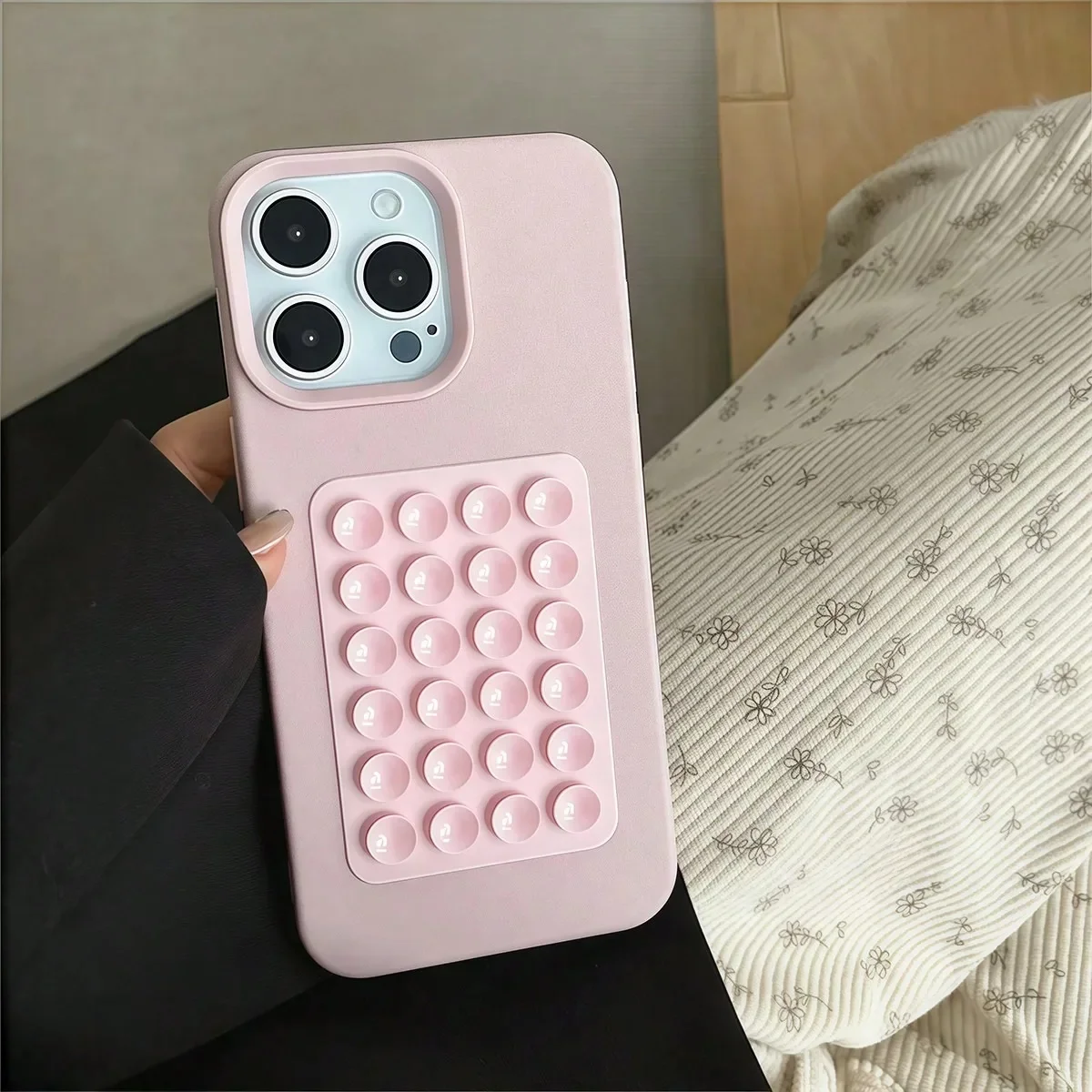 Etui na telefon z wzorem liczi, z przyssawką 3D, odporne na wstrząsy, do iPhone 17 16 15 Pro Max Plus 16E 14 13 12 11 Pro Max X XS XR — zdjęcie 2