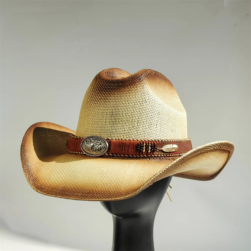 Western Straw Cowboy Hat men hard straw hat Man Women Outdoor vacation hat party beach Panama hat Sun Hat Cowboy Hat chapeau men