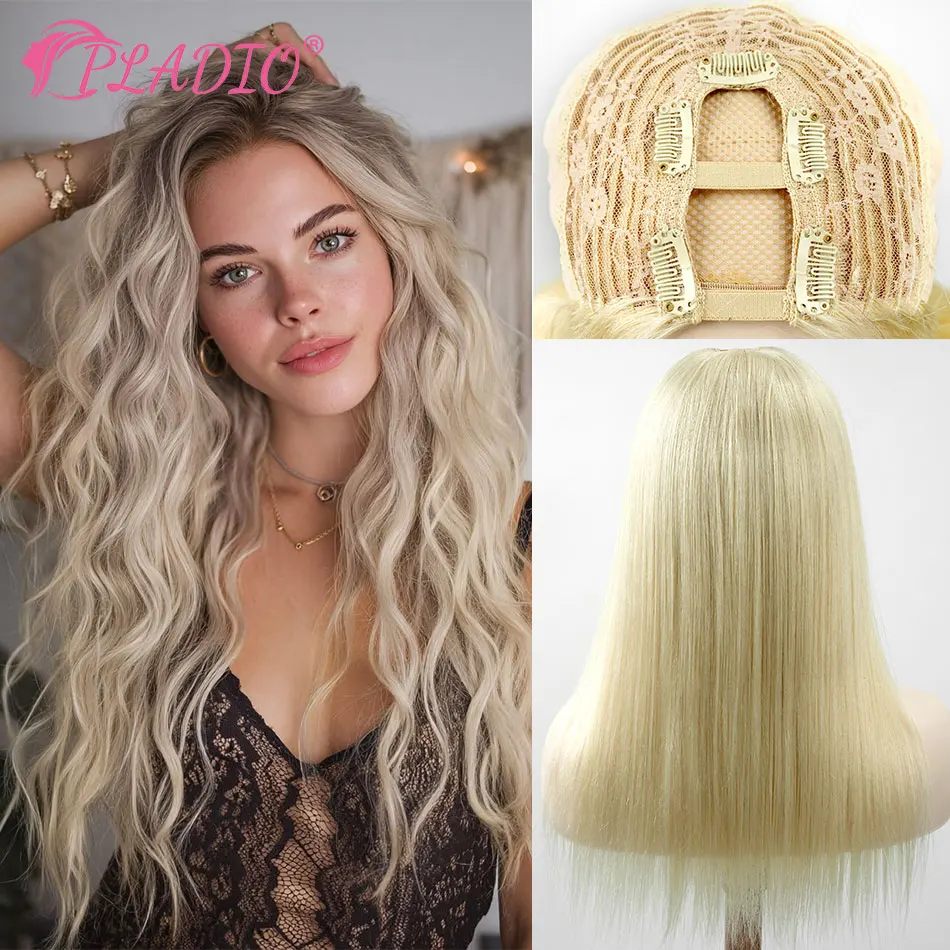 U Part Wigs 100% Human Hair Long Wigs Brazilian Straight Wigs No Lace For Women 14-28 Inch 180% Density