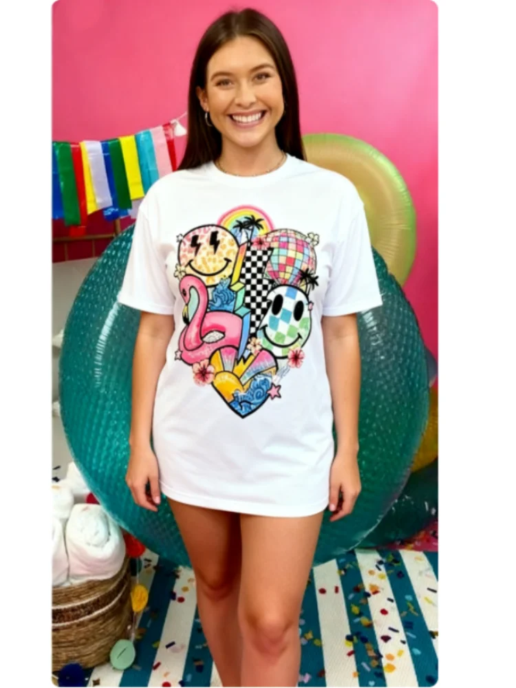 تي شيرت برسومات كلاسيكية ساحرة من القطن بنسبة 100%، تي شيرت فضفاض بأكمام قصيرة مناسب للجنسين، ناعم ومسامي، ملابس يومية كاجوال عصرية للشارع