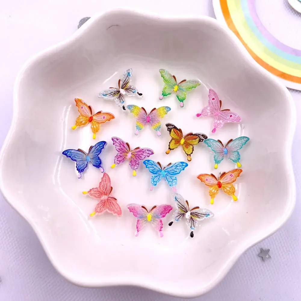 50pcs paillettes résine coloré Mini cristal papillon Nail Art Flatback strass Figurines bricolage Miniatures Scrapbook décor artisanat