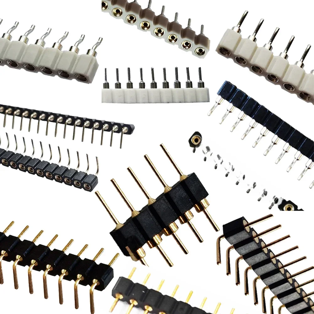 10szt 2.54mm L7.43mm Okrągłe gniazdo żeńskie jednorzędowe RA 1x40Pin Poziome SMT Złote okrągłe gniazdo z otworem 0.1" Męski pin — zdjęcie 2