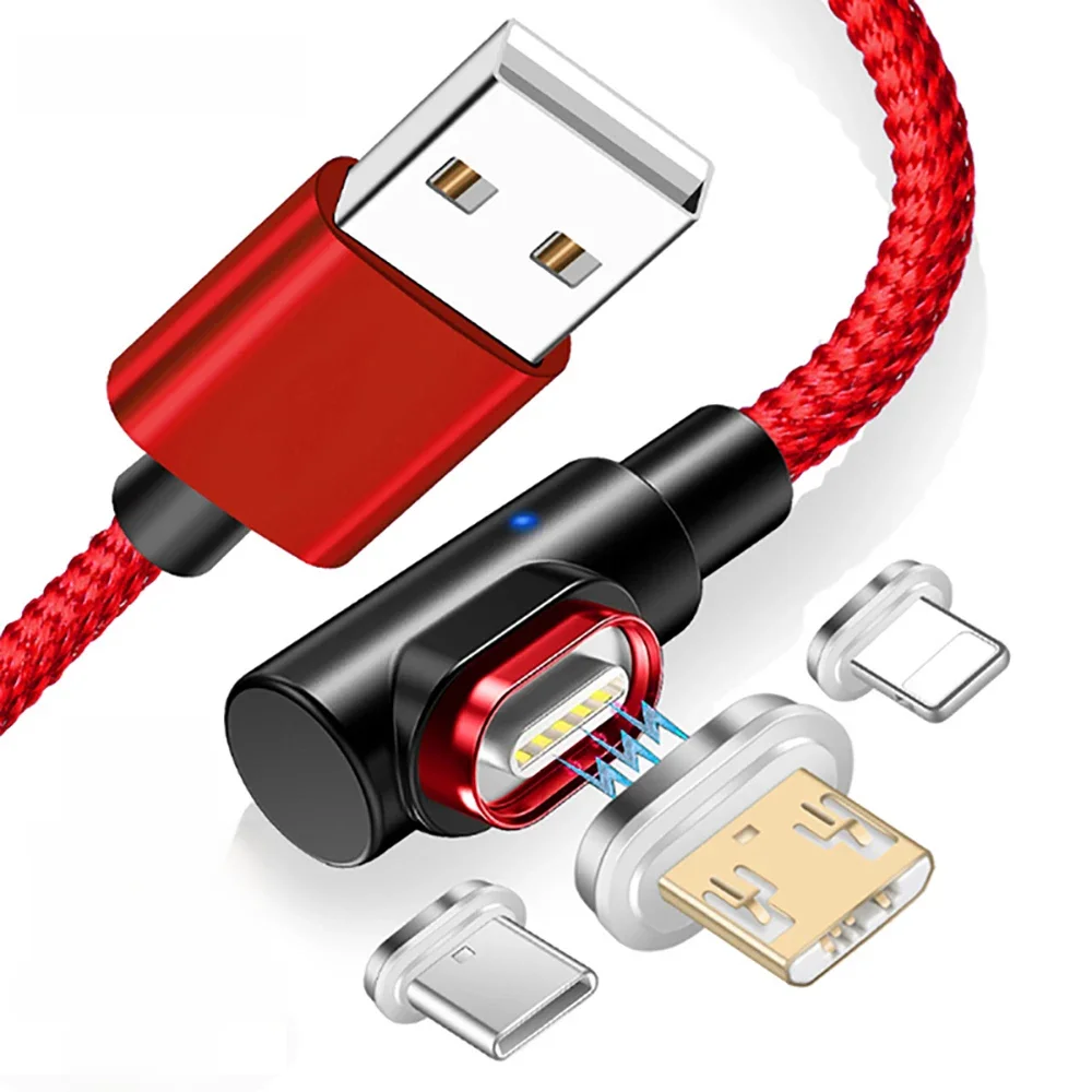Câble magnétique LED 5A, coude à 90 degrés, charge rapide, USB Type C, pour iPhone 14 15 Pro Max, Samsung, Xiaomi, Huawei