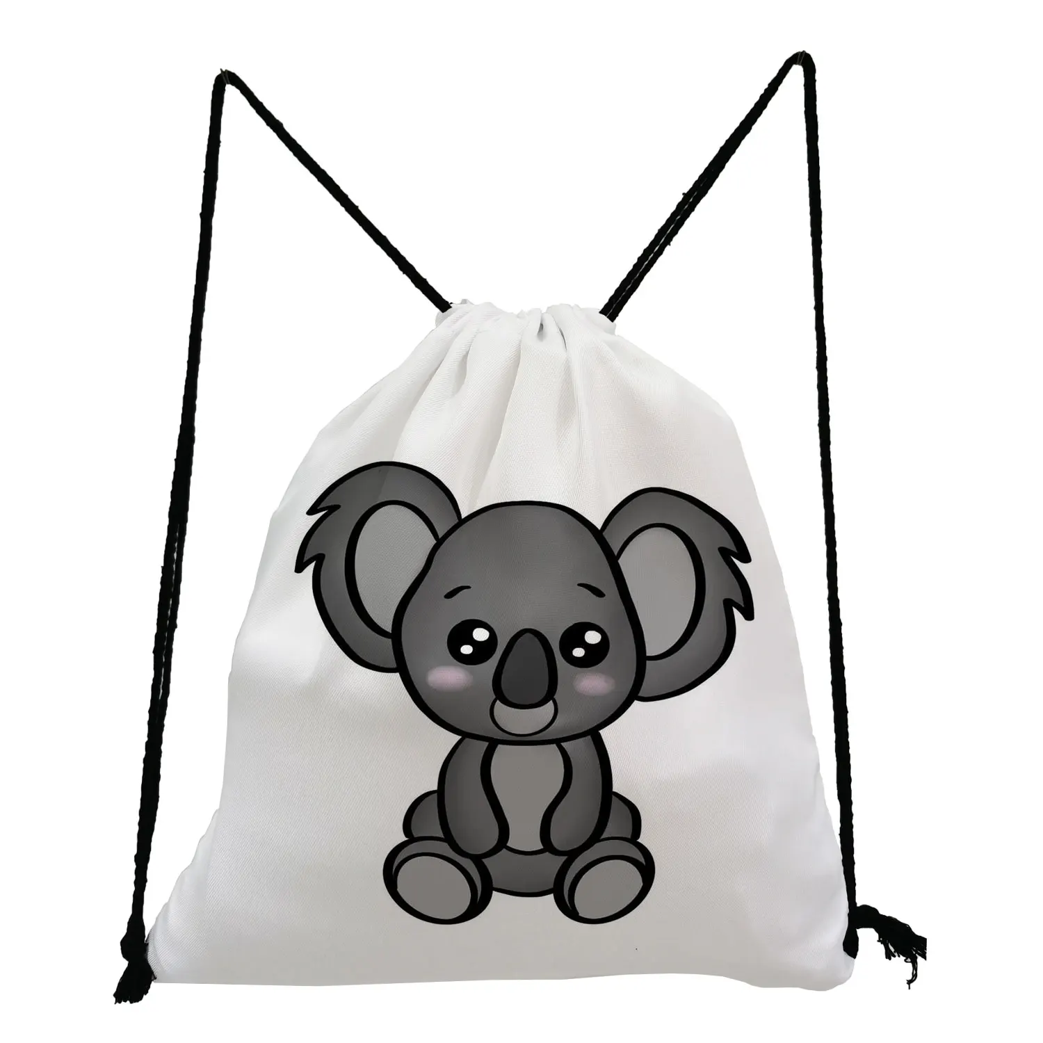 High Quality Portable Lovely Animal Cute Cartoon Koala Print Storage Shoes Bags Drawstring Pocket Casual Backpacks for Students