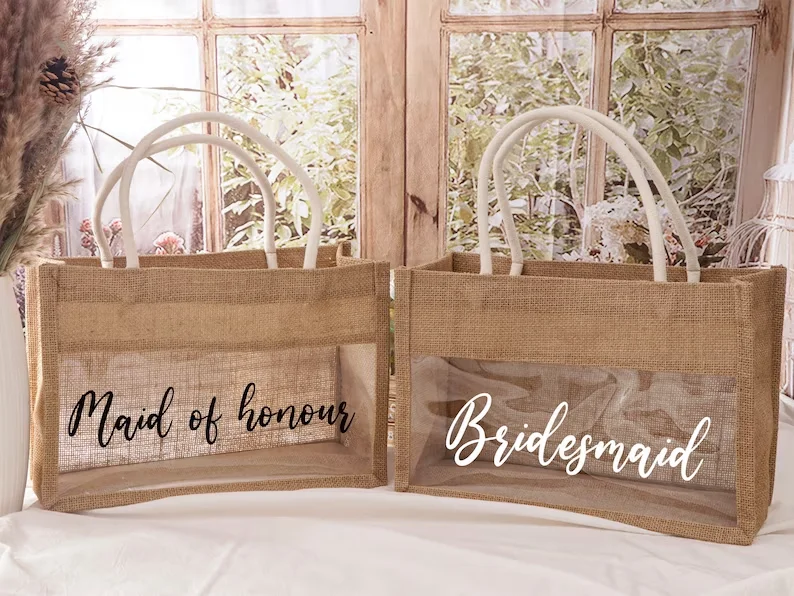 Personalized Burlap Gift Bags Custom Burlap Bag Tote Gift Bridesmaid Proposal Gift Custom Jute Tote Bags Beach Bachelorette Bag