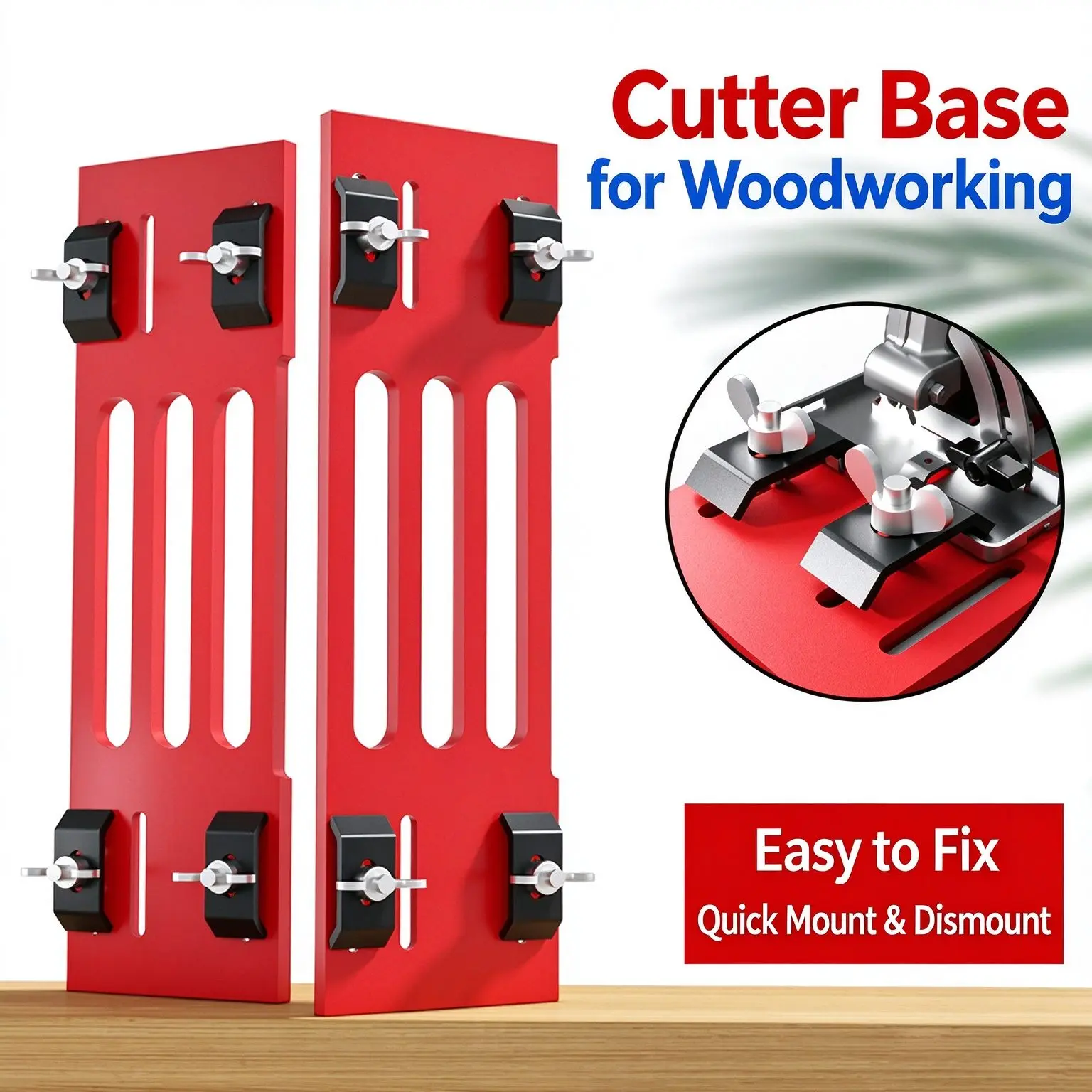 2-in-1 Adjustable Cutting Machine Base Plate Universal Base Plate with Clamping Blocks Aluminum Alloy for Woodworking Cutting