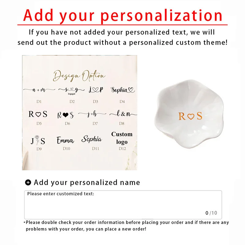 Personalized Ceramic Ring Dish with Custom Monogram