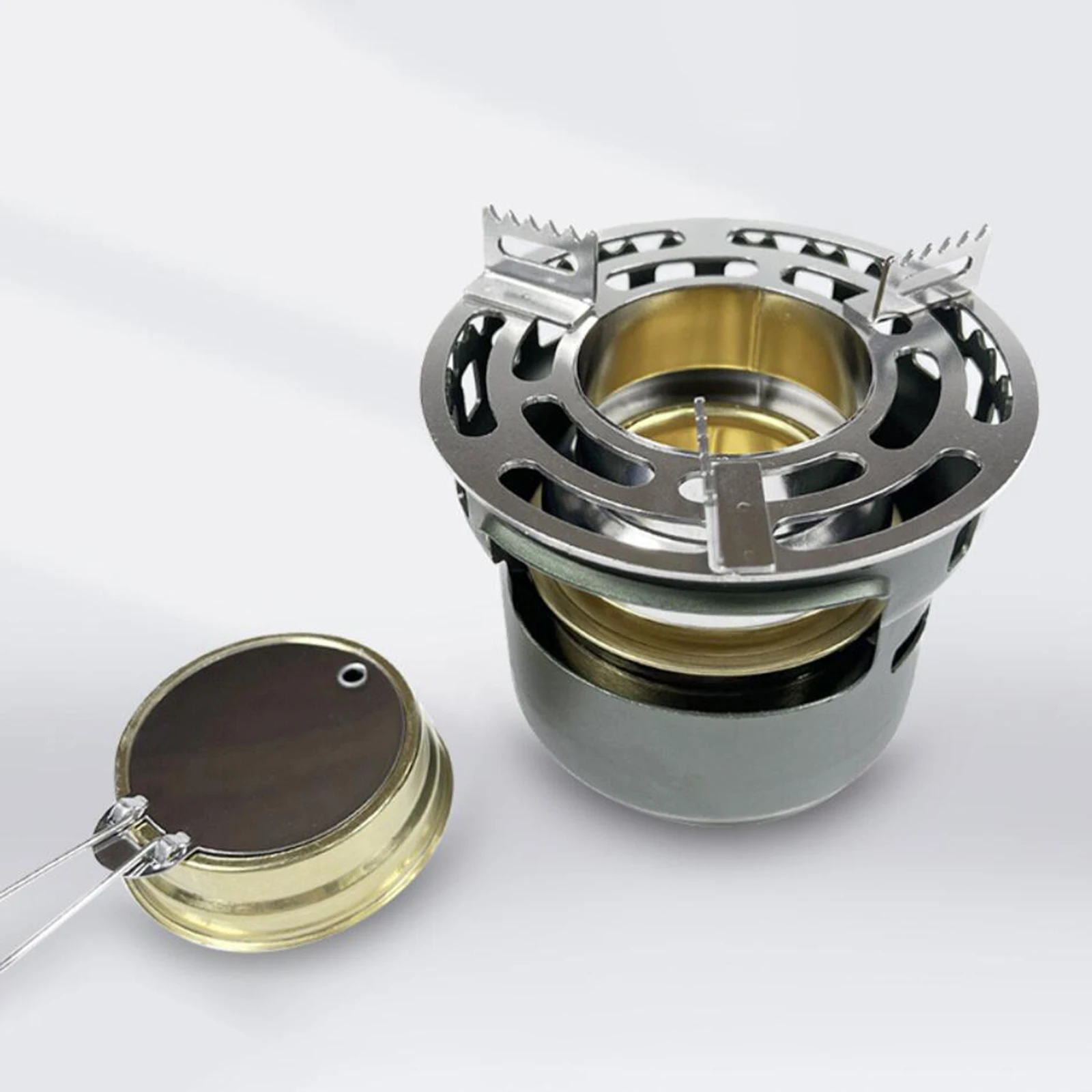 

Ultralight Sturdy Outdoor Alcohol Stove with Pot Holder and Storage Bag Camping Cooking Furnace Portable for Hiking Travel