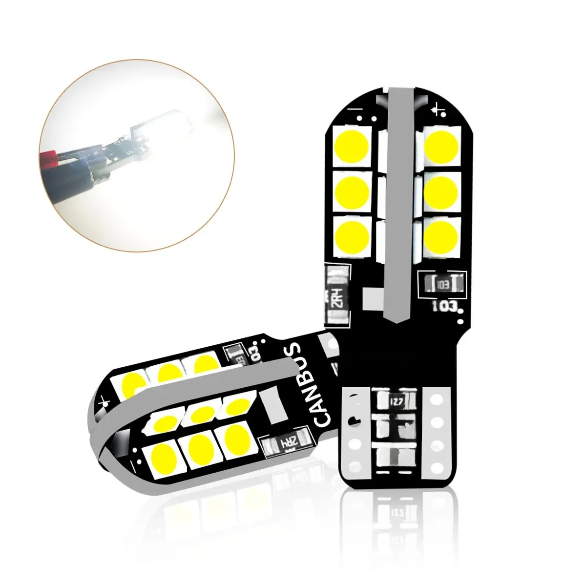 Éclairage LED Ultra lumineux à 360 degrés T10 W5W WY5W 168 192 194 3030 24SMD, Option blanc/bleu/rouge/ambre/vert pour ampoules de signalisation de voiture