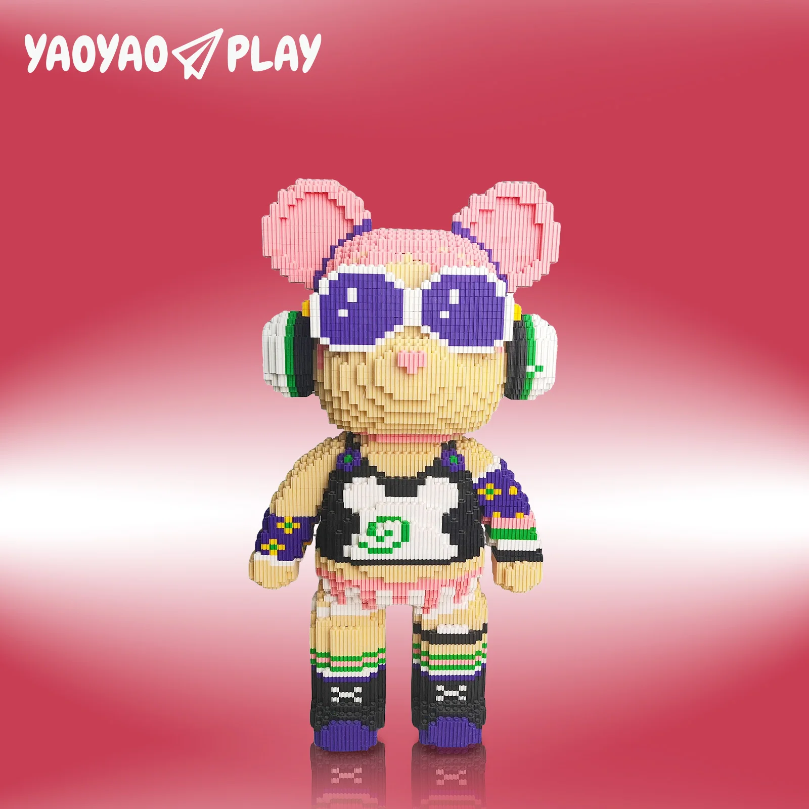 Rock Girl Zhang Pingting Bear, giocattolo da costruzioneyaoyaoplay, regalo di compleanno, educativo, arredamento per ragazzi e ragazze, set di mattoni fantastici