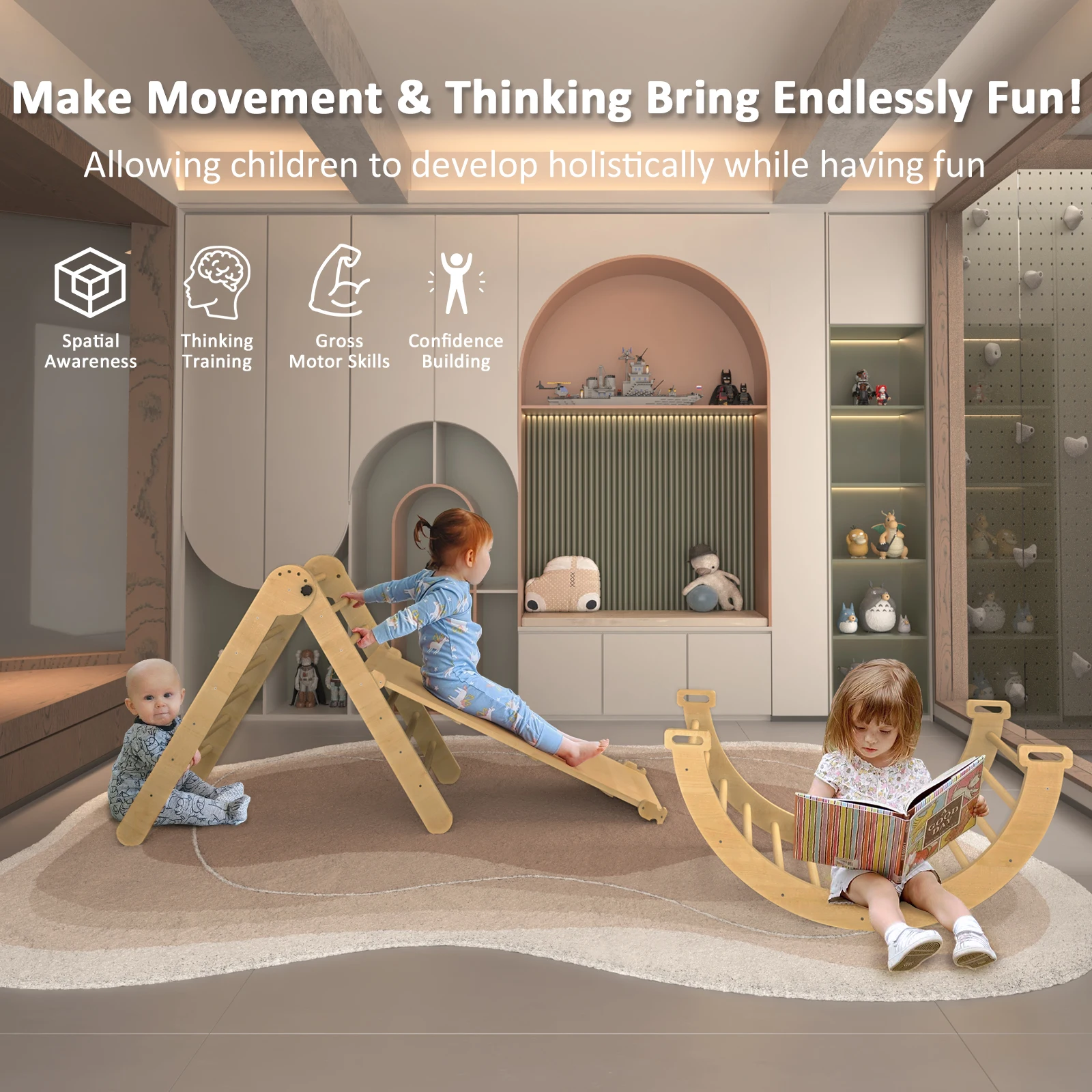 5 in 1ピクラー三角形セット、モンテッソーリ幼児用クライミングトイ（1〜3歳向け）