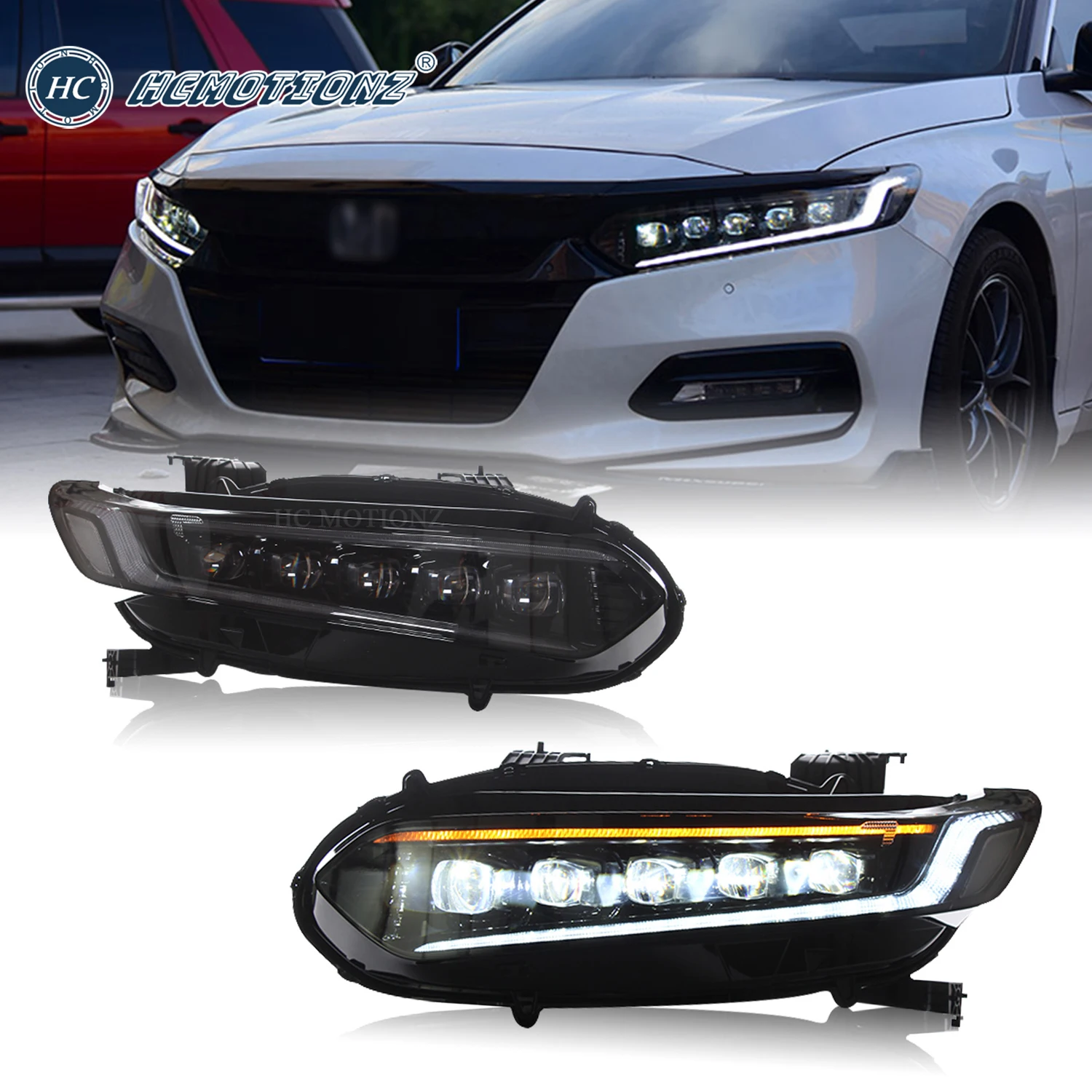 

HCMOTIONZ Full LED Headlights Assembly for Honda Accord 2018 2019 2020 2021 2022 10th Gen DRL Car Styling Front Lamps