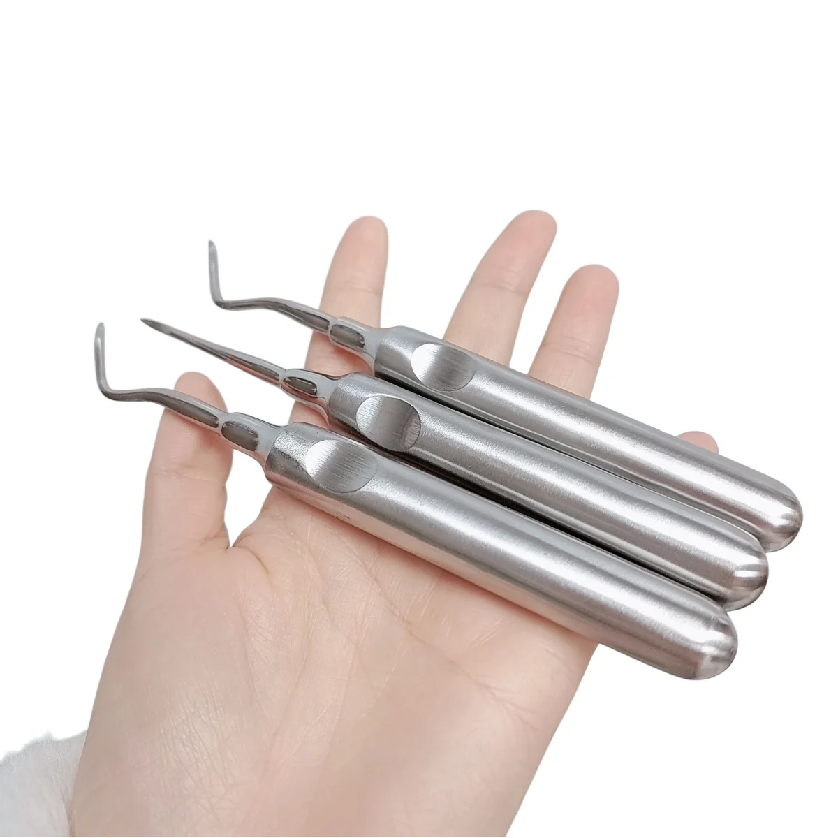 Dental Pen-Grip Elevator 3-Piece Set (Stainless Steel) – Includes Straight and Curved Root-Tip Elevators