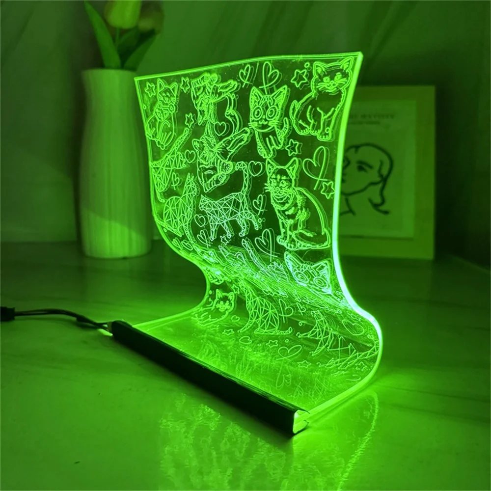 Lámpara de desplazamiento LED de la serie Cat, luz de ambiente 3d, luz de noche acrílica Animal, lámpara de Arte de 3/7 colores, luz de humor 3D, Idea de regalo