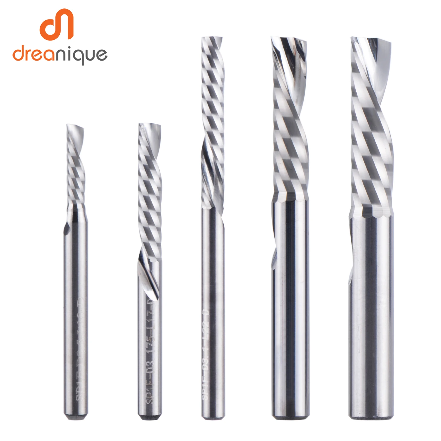 1szt AAAAA jednokrawędziowy spiralny frez palcowy 3.175 spiralny frez aluminiowy CNC 3D grawerowanie rzeźba bit do obróbki drewna Down cut