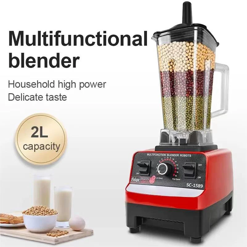 2 in 1 Electric Blender 2000W High Power Heavy due Commercial Blender Food Processor Ice cookies