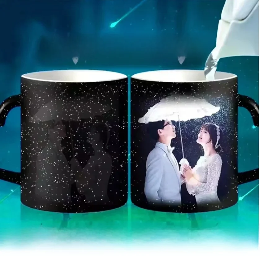 Tasse Magique en Céramique Personnalisée, 12oz, Photo Imprimée, Logo, Texte, Cadeau Créatif, Mignon, Café, Lait