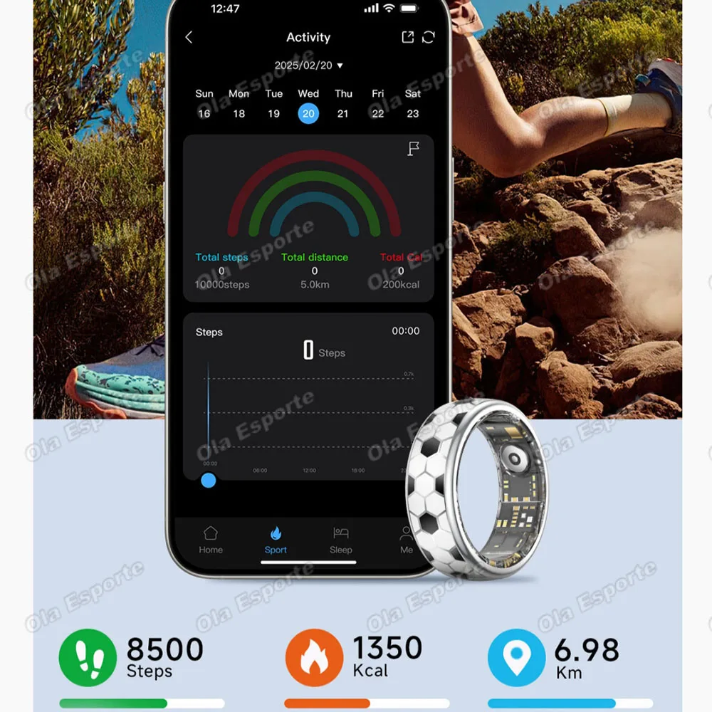 Women Smart Ring Football Control Video New Technology Smartring with Health Monitor Waterproof 100+ Sport Couple RIng Ultra Light view 4