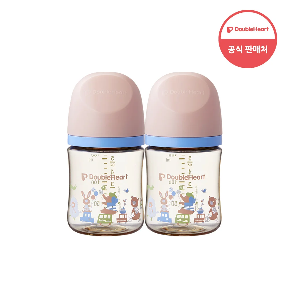 [Double hat] Mother's milk loss 3rd generation PPSU baby bottle Animal Town 160ml Twin Pack