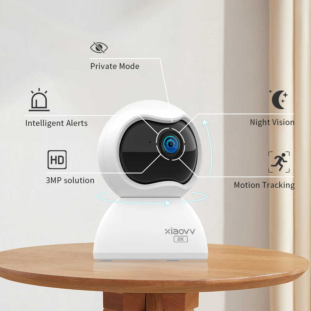 2K Smart Home Security Camera With Phone App,2.4GHz WiFi Indoor Security Baby Camera,2-Way Audio, Night Vision