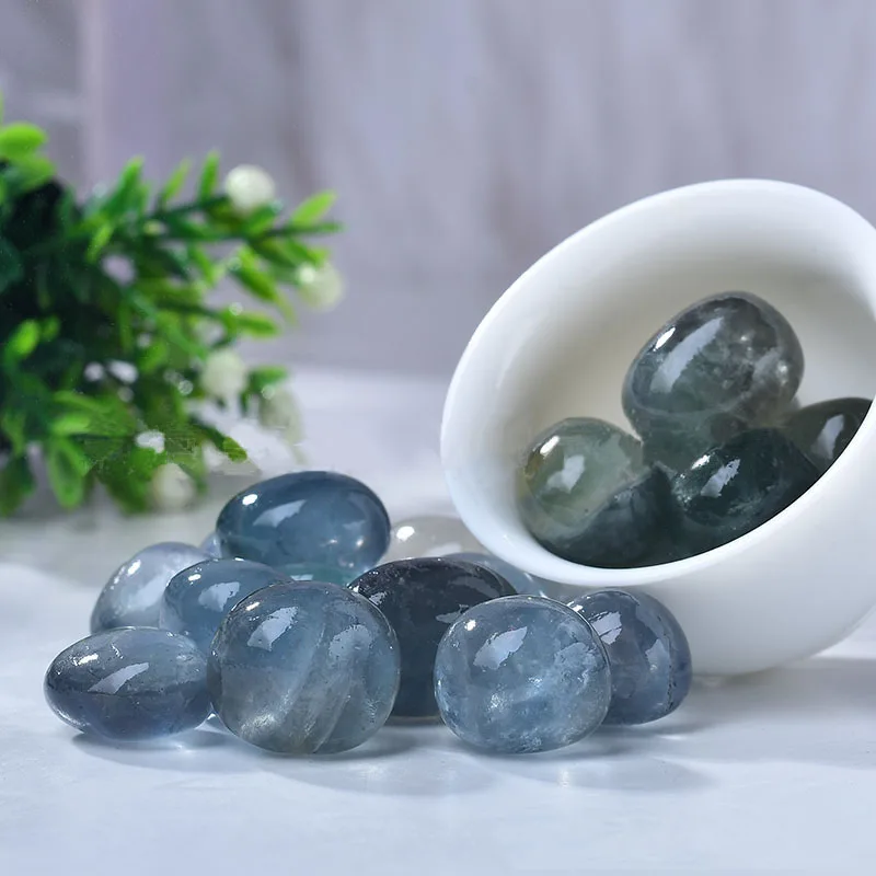 Tumbled Blue Rainbow Fluorite Pocket Stones Beautiful Irregular Natural Metaphysical Crystals for Third Eye & Throat Chakra