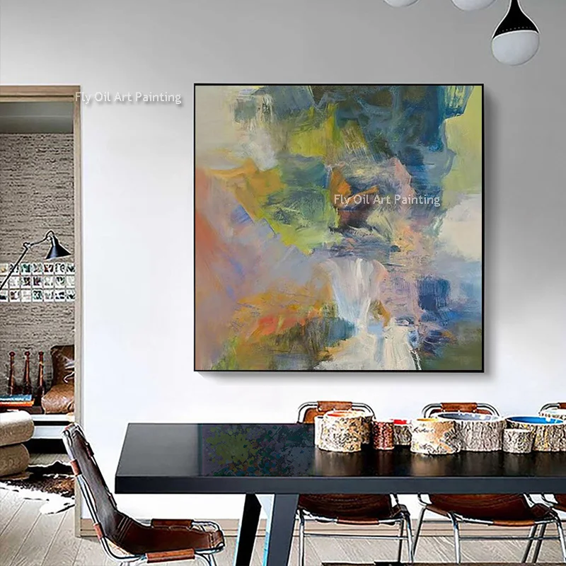 Original Green Abstract Oil Painting Large Colorful Hand Painted Color Mix Canvas Wall Art Modern Abstract Artwork Home Decor