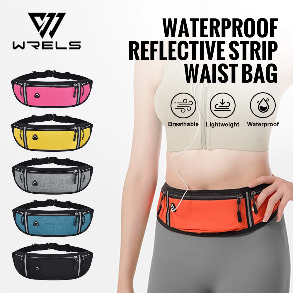 WRELS Professional Running Waist Bag Waterproof Utralthin Sports Waist Pack Fanny Packs Reflective Running Waist Belt Bag