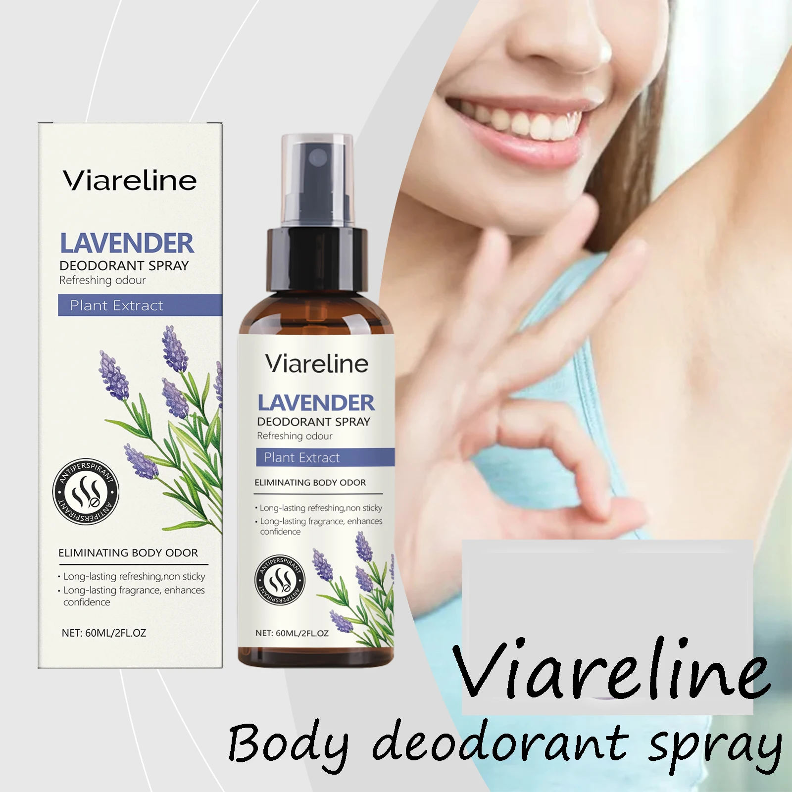 

Lavender Body Deodorant Spray Lasting Fresh Fragrance Non-sticky Remove Sweat Odor Refreshing Enhance Confidenct Body Mist