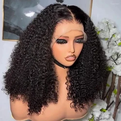 Perruque Bob Lace Front Wig Naturelle Bouclée, Cheveux Courts, 4x4, 13x4 HD, 180%, pour Femme Africaine