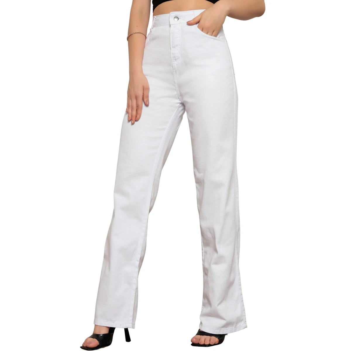 Kit 03 Calças Jeans Wide Leg Pantalona Feminina Cintura Alta