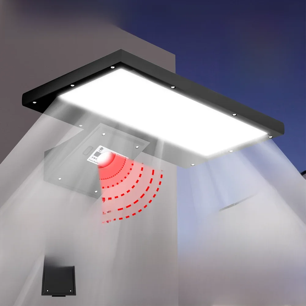 LED Solar Outdoor Street Lamp IP65 Waterproof Floodlight Motion Sensor Sensing Auto On/Off Garden Pathway Lights Cold/Warm White