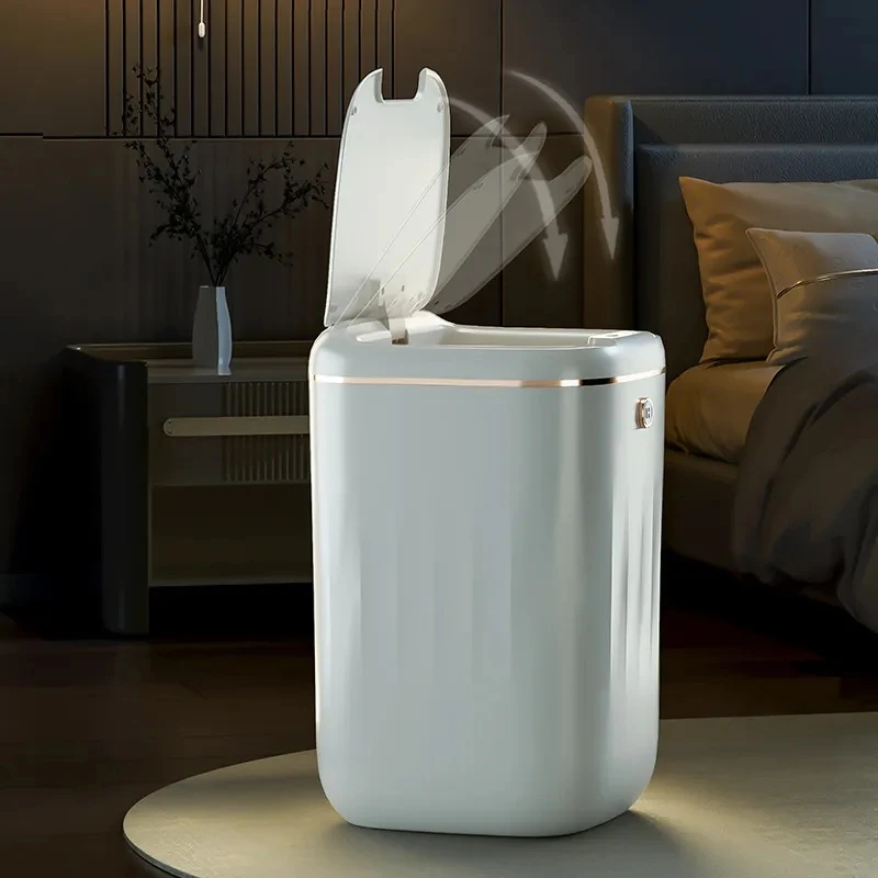 14L Smart Sensor Trash Can Type-C Recharging Automatic Wastebin Bathroom Sensor Trash Can for Kitchen Toilet Wastebaskt